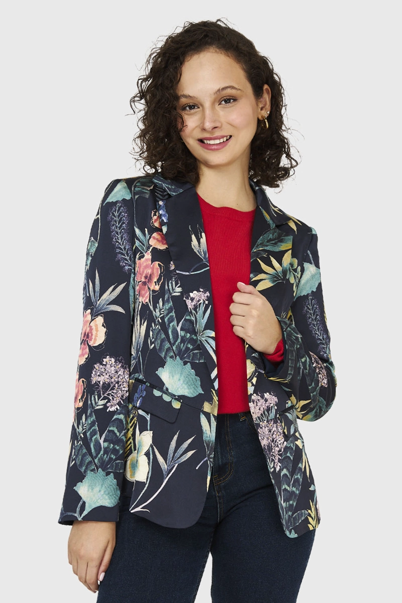 BLAZER FLOREADO NEGRO NICOPOLY - 1