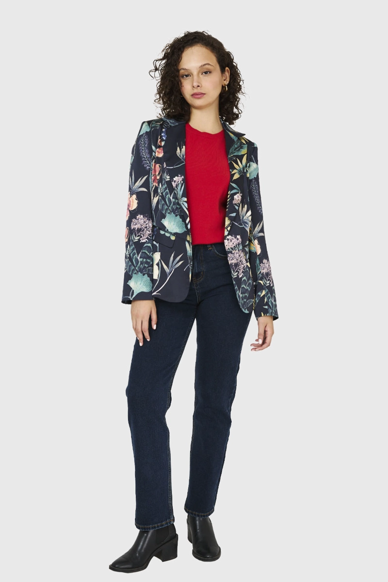BLAZER FLOREADO NEGRO NICOPOLY - 2