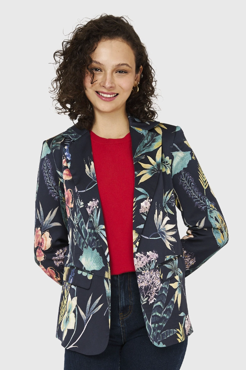 BLAZER FLOREADO NEGRO NICOPOLY - 5