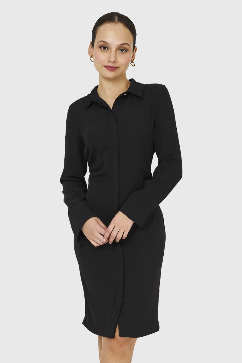 VESTIDO PLIEGUES EN CINTURA NEGRO NICOPOLY - 5