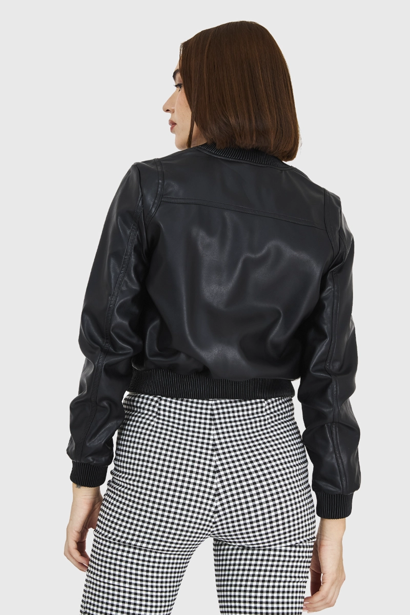 BOMBER ECOCUERO NEGRO NICOPOLY - 4