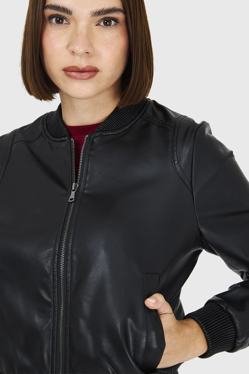 BOMBER ECOCUERO NEGRO NICOPOLY - 6