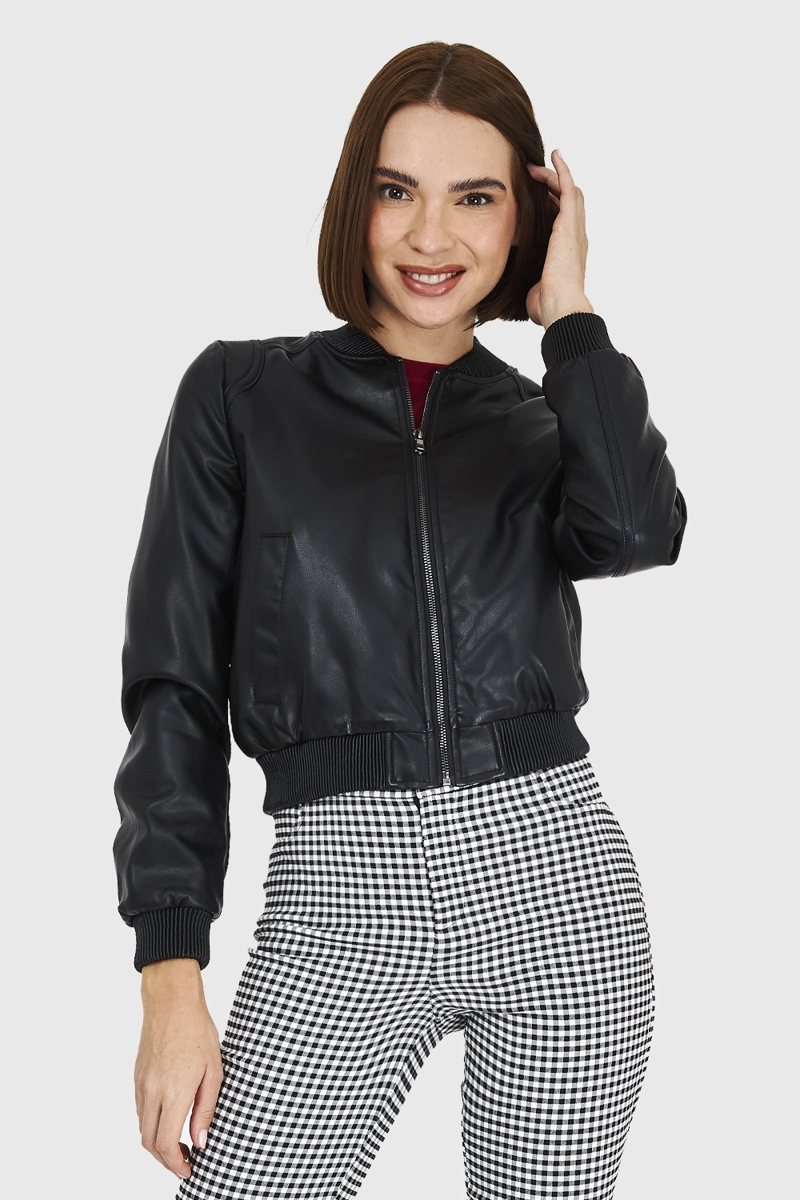BOMBER ECOCUERO NEGRO NICOPOLY - 9