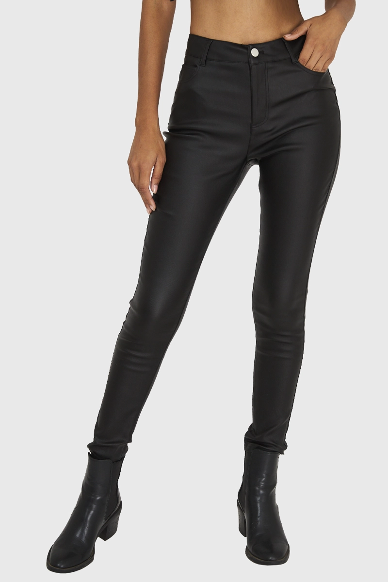 CALZA SKINNY TIPO ENCERADA NEGRO NICOPOLY - 1