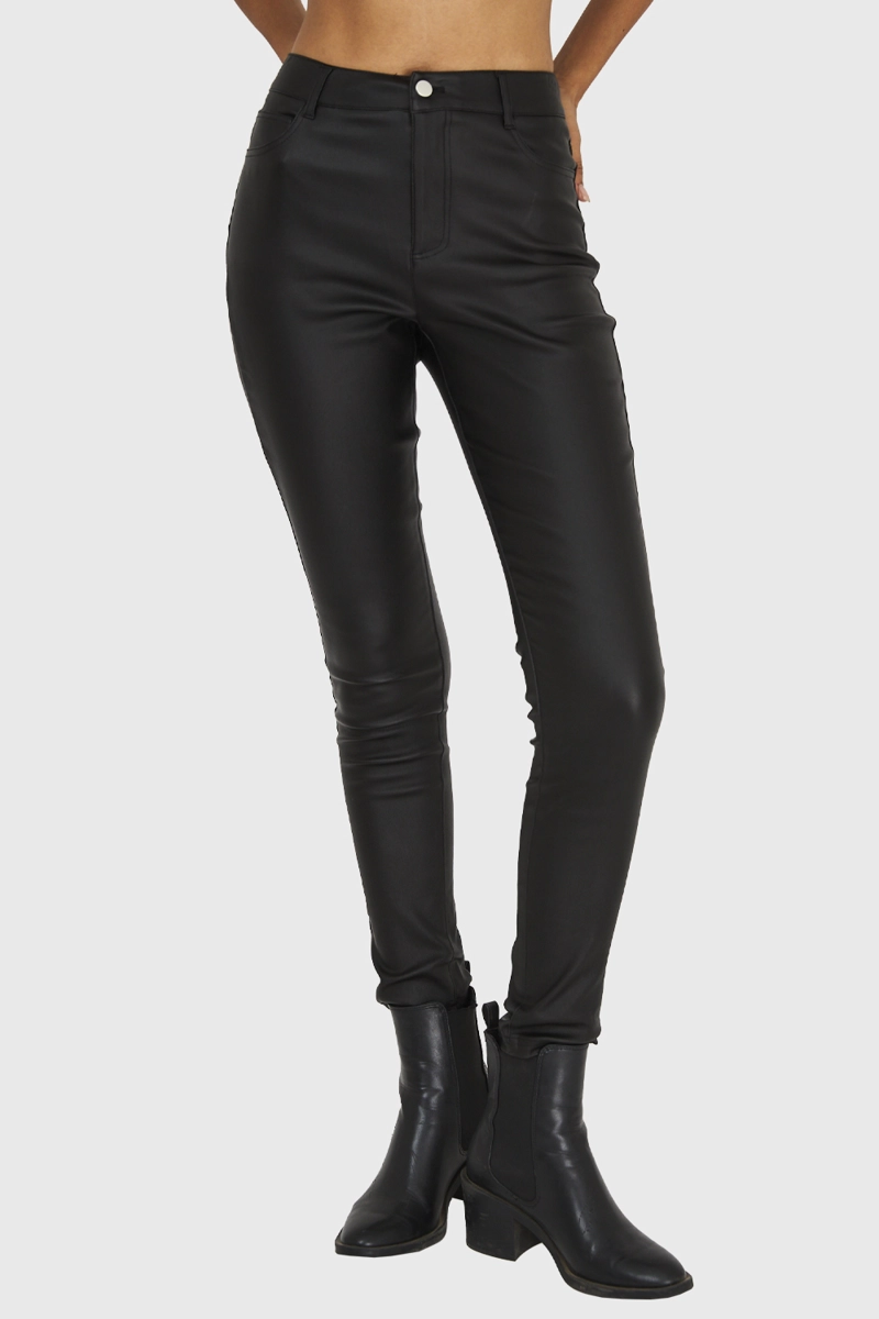 CALZA SKINNY TIPO ENCERADA NEGRO NICOPOLY - 5