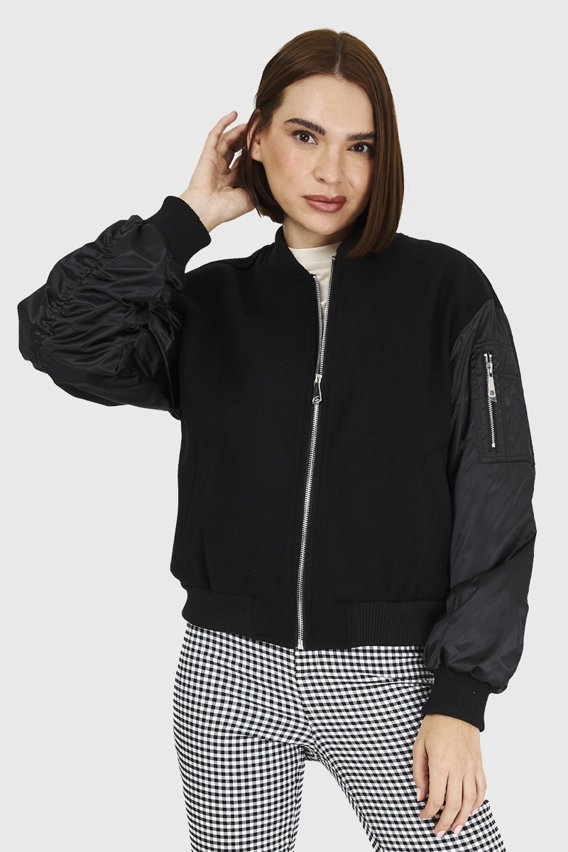 BOMBER TIPO LANILLA NEGRO NICOPOLY - 1