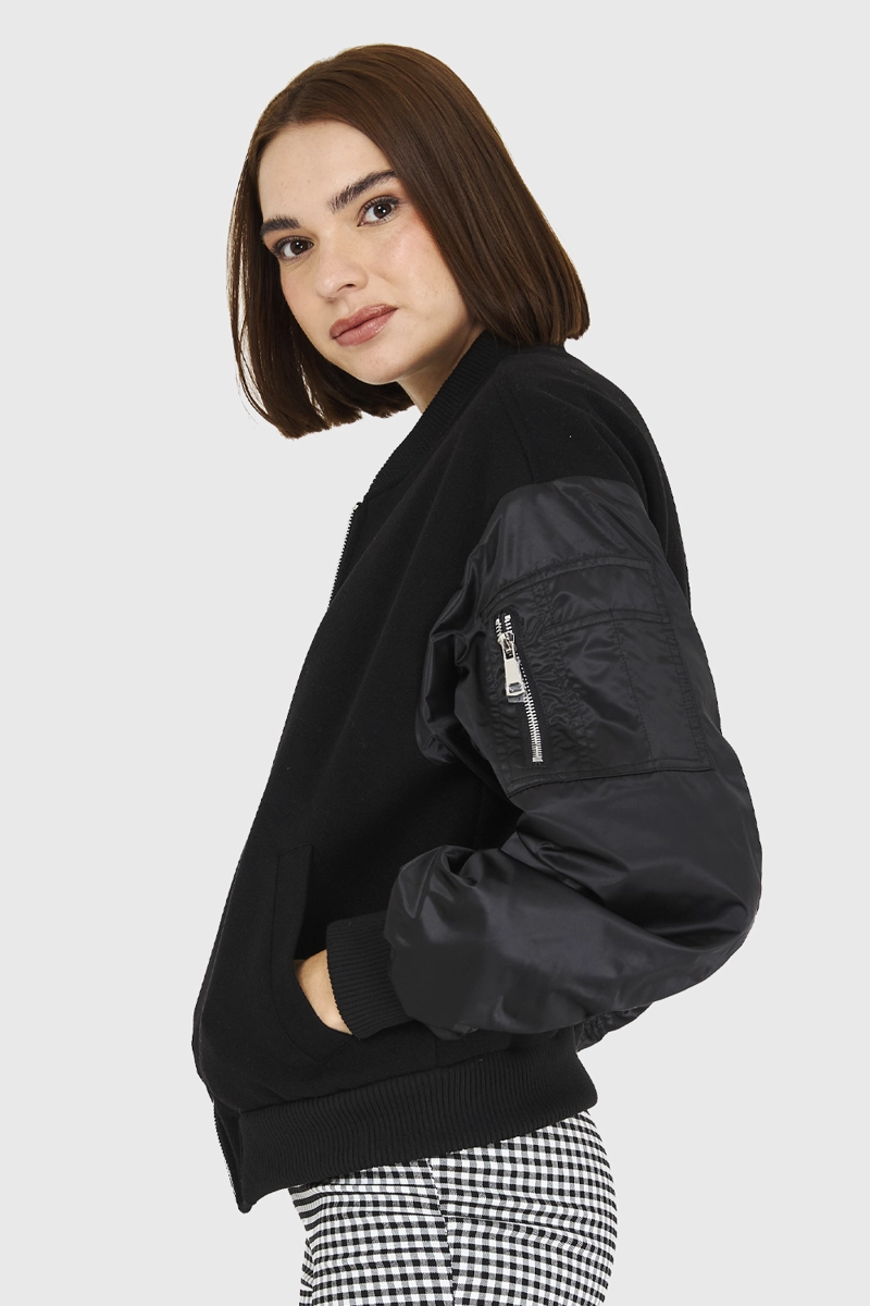 BOMBER TIPO LANILLA NEGRO NICOPOLY - 3
