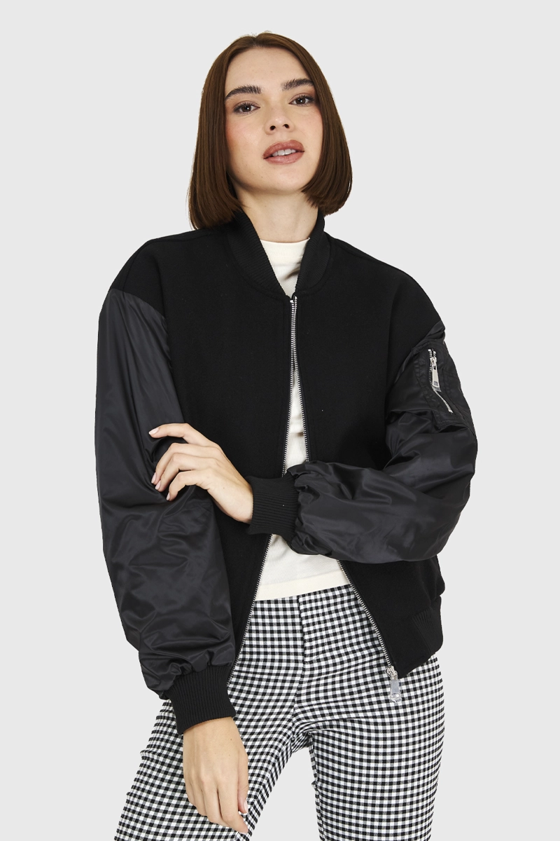 BOMBER TIPO LANILLA NEGRO NICOPOLY - 5