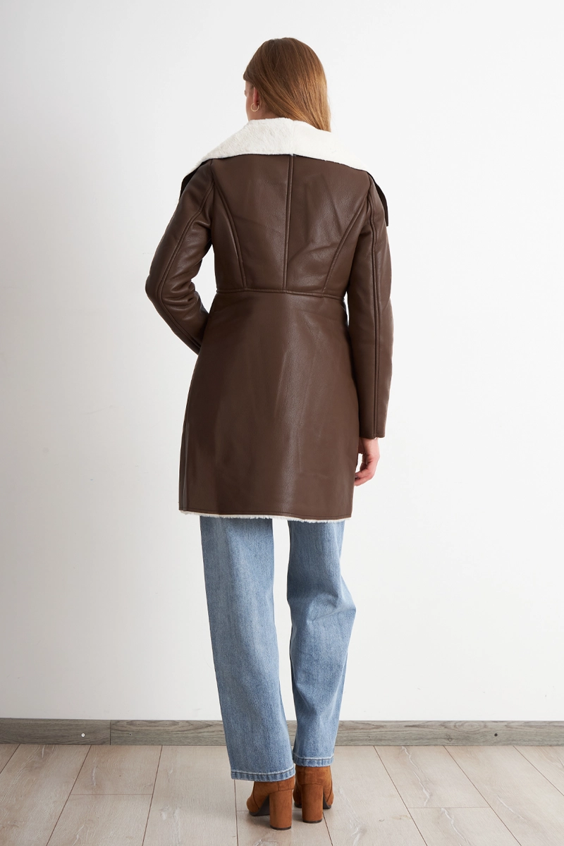 CHAQUETA ECOCUERO/TIPO PIEL CAFE  NICOPOLY - 4