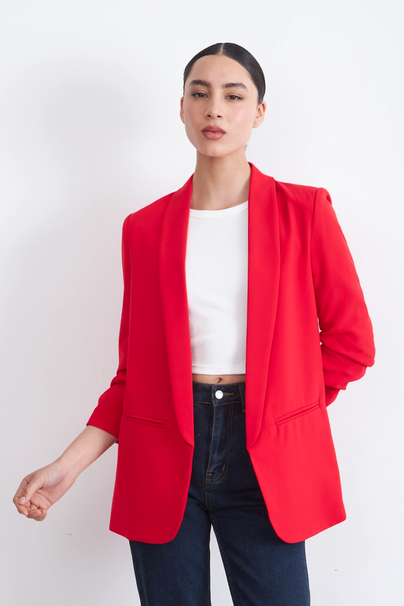 BLAZER MANGA 3/4 AJUSTADO CON SOLAPAS ROJO MUJER NICOPOLY - 1