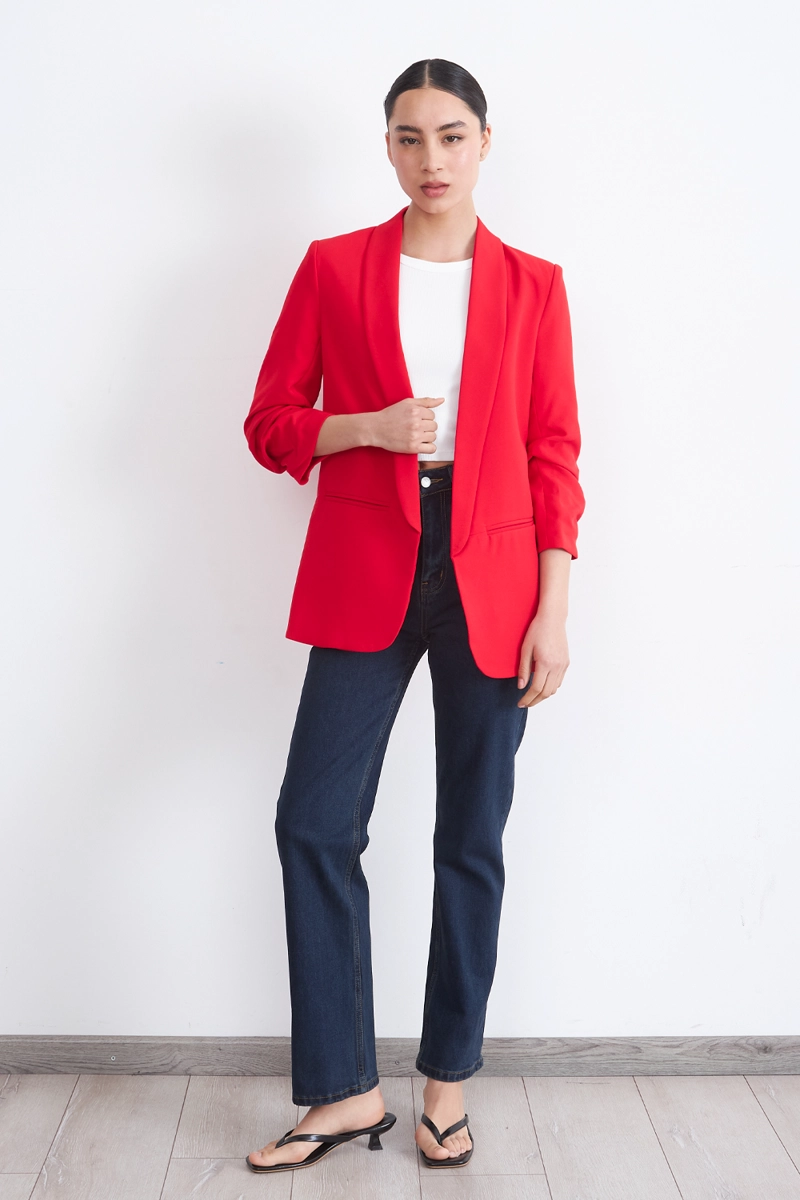BLAZER MANGA 3/4 AJUSTADO CON SOLAPAS ROJO MUJER NICOPOLY - 2
