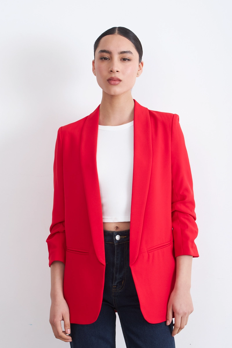 BLAZER MANGA 3/4 AJUSTADO CON SOLAPAS ROJO MUJER NICOPOLY - 6