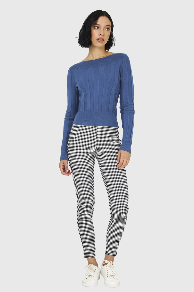 SWEATER ACANALADO CUELLO BOTE CELESTE NICOPOLY - 2