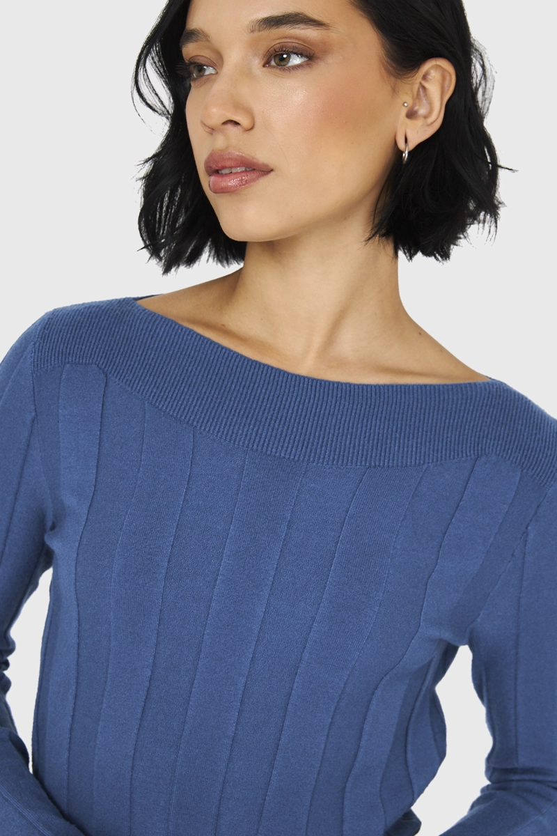 SWEATER ACANALADO CUELLO BOTE CELESTE NICOPOLY - 6