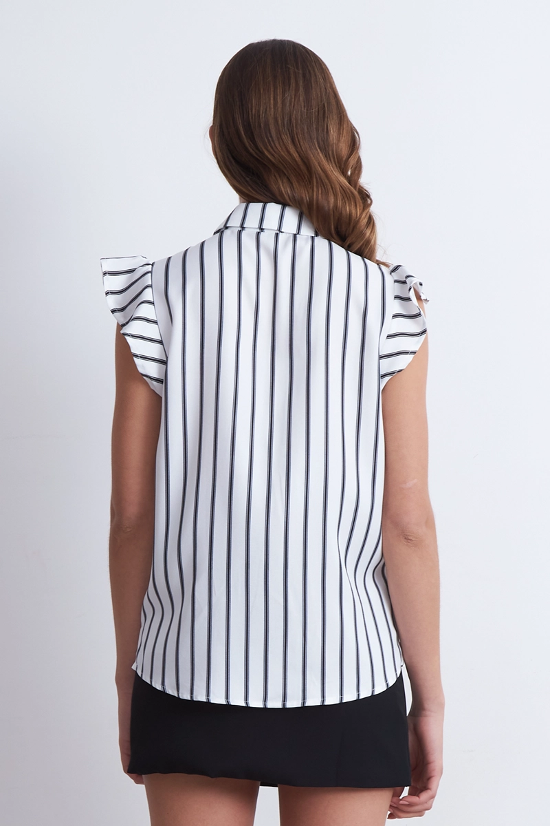 BLUSA RAYAS LAZO DESMONTABLE BLANCO NICOPOLY - 4