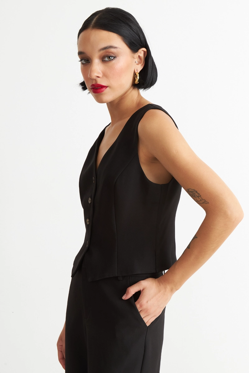 GILET 4 BOTONES NEGRO NICOPOLY - 3