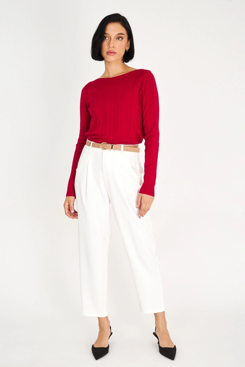 SWEATER ACANALADO CUELLO BOTE ROJO NICOPOLY - 2