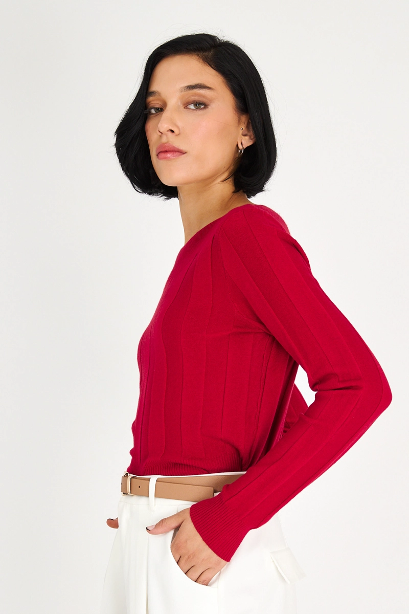 SWEATER ACANALADO CUELLO BOTE ROJO NICOPOLY - 3