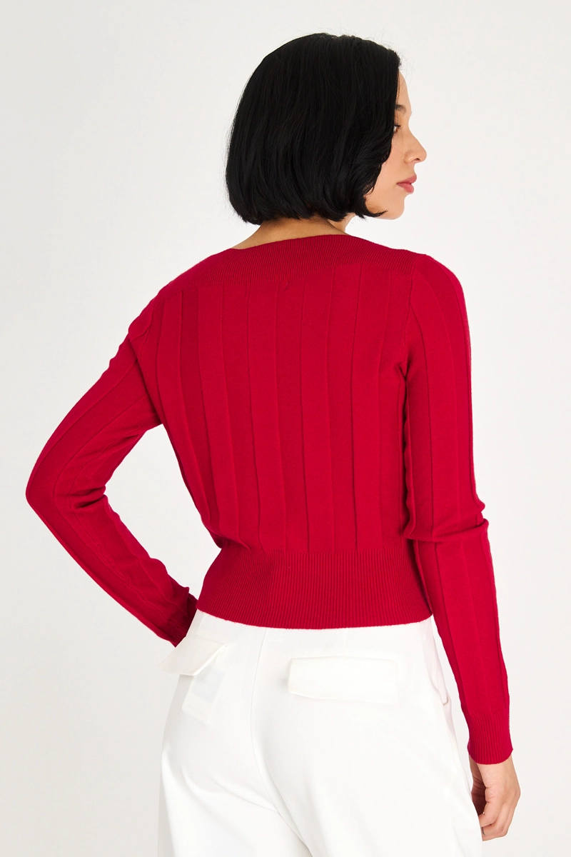SWEATER ACANALADO CUELLO BOTE ROJO NICOPOLY - 4