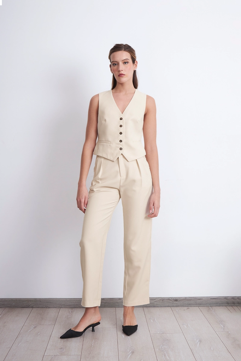 GILET BASICO AJUSTABLE BEIGE MUJER NICOPOLY - 1