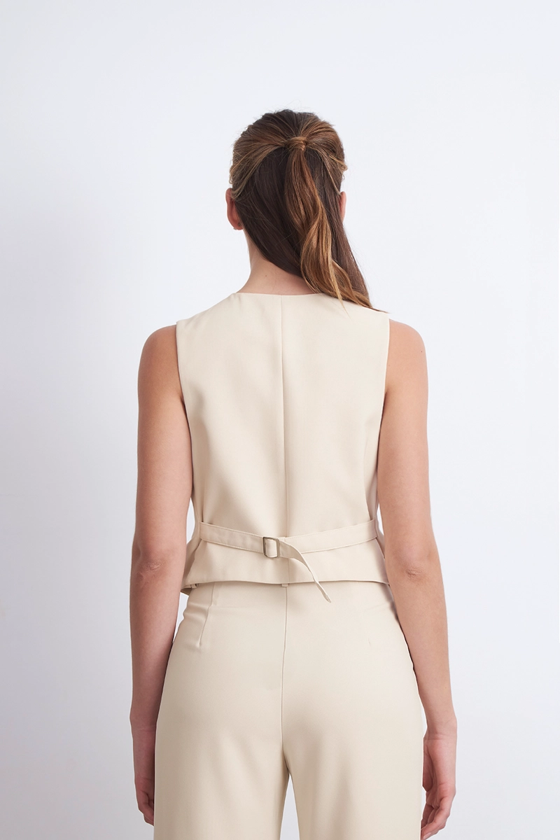 GILET BASICO AJUSTABLE BEIGE MUJER NICOPOLY - 4
