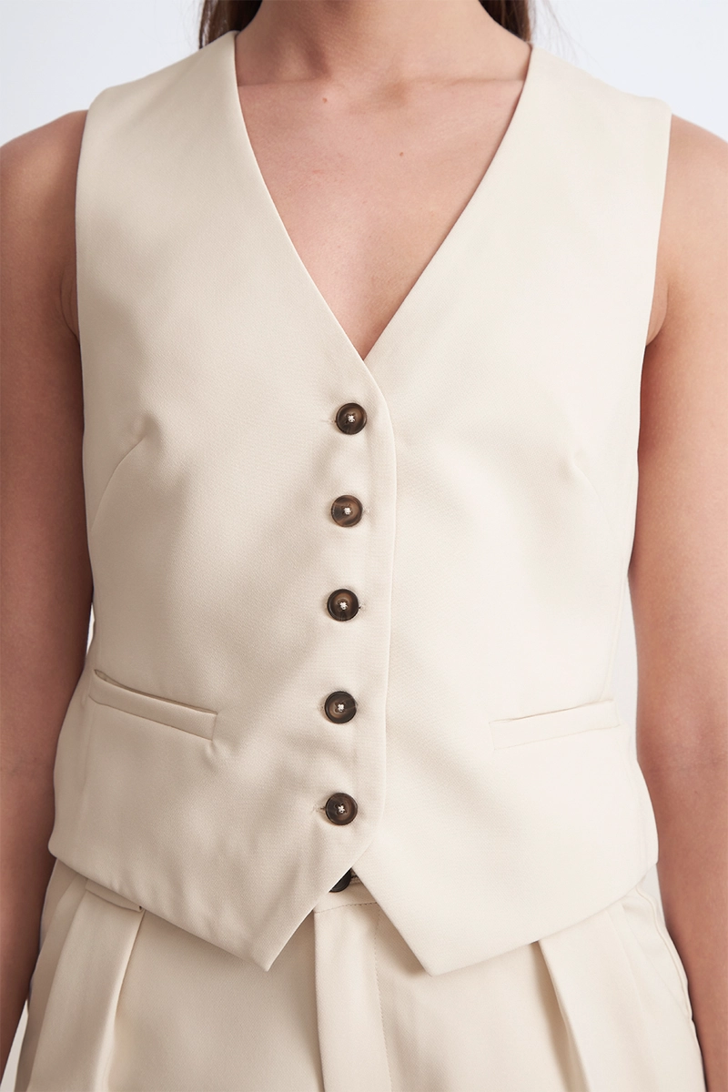 GILET BASICO AJUSTABLE BEIGE MUJER NICOPOLY - 7