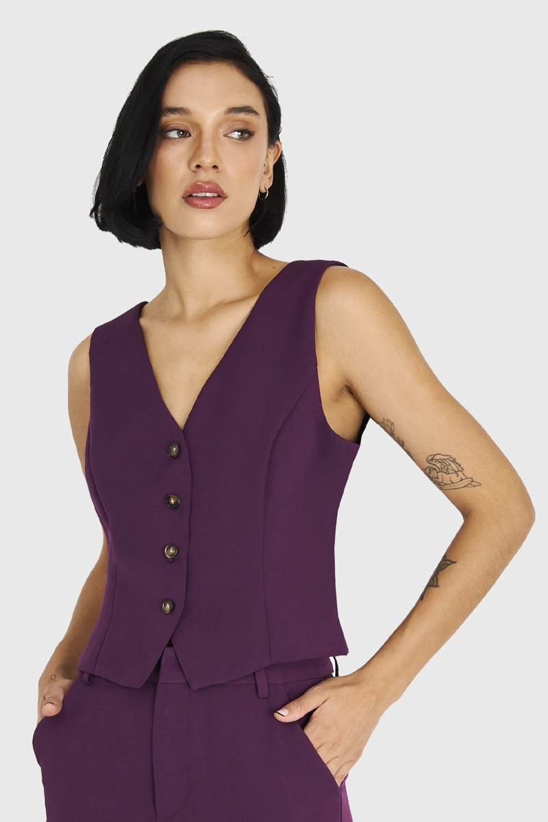 GILET 4 BOTONES MORADO NICOPOLY - 1