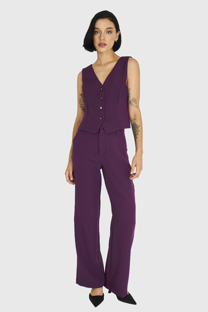 GILET 4 BOTONES MORADO NICOPOLY - 2