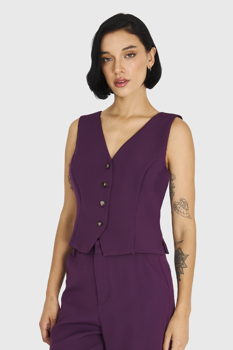 GILET 4 BOTONES MORADO NICOPOLY - 5