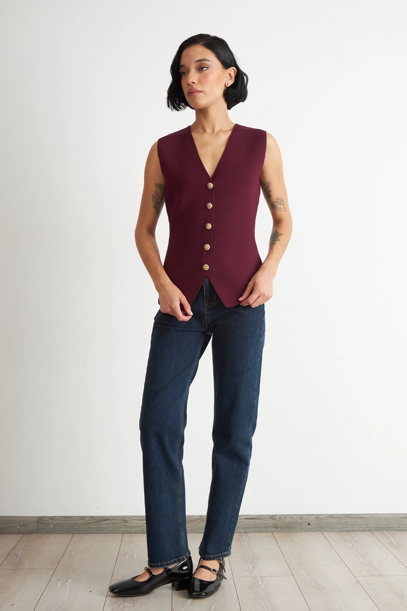 GILET LARGO CON BOTONES BURDEO NICOPOLY - 2
