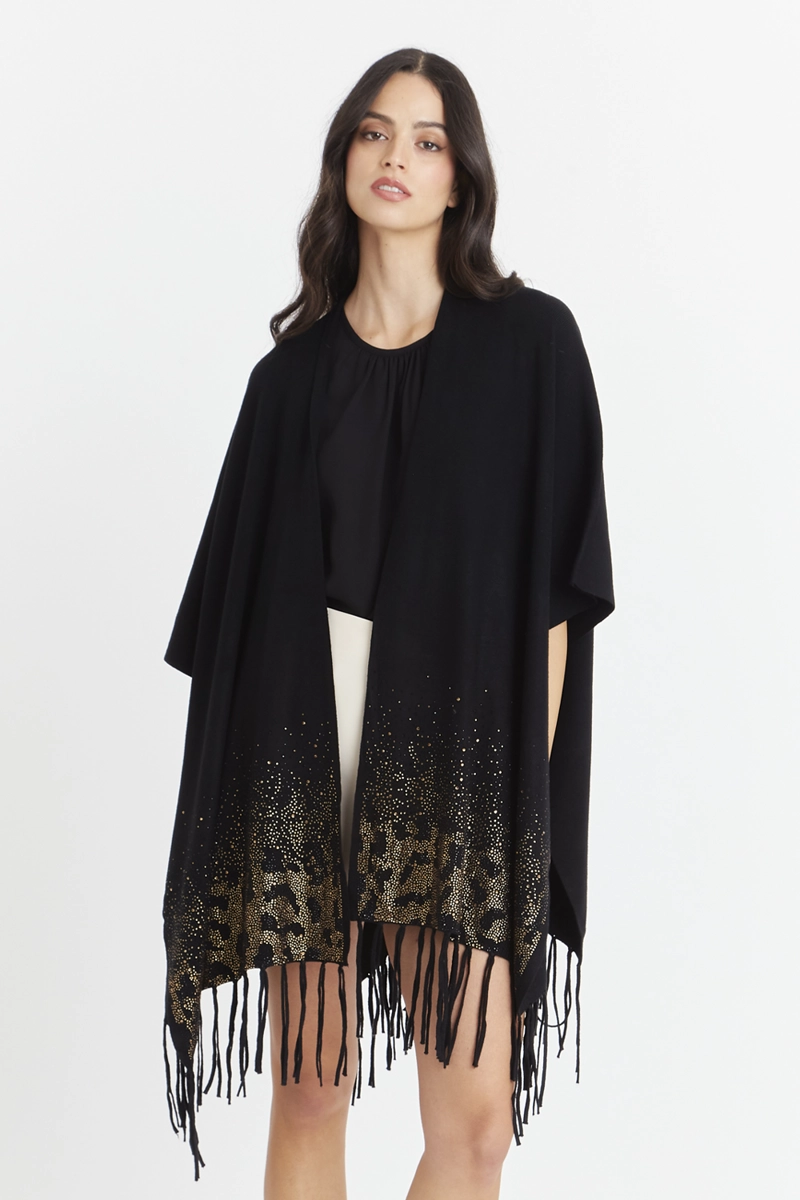 KIMONO NEGRO DETALLES FLECOS NICOPOLY - 1