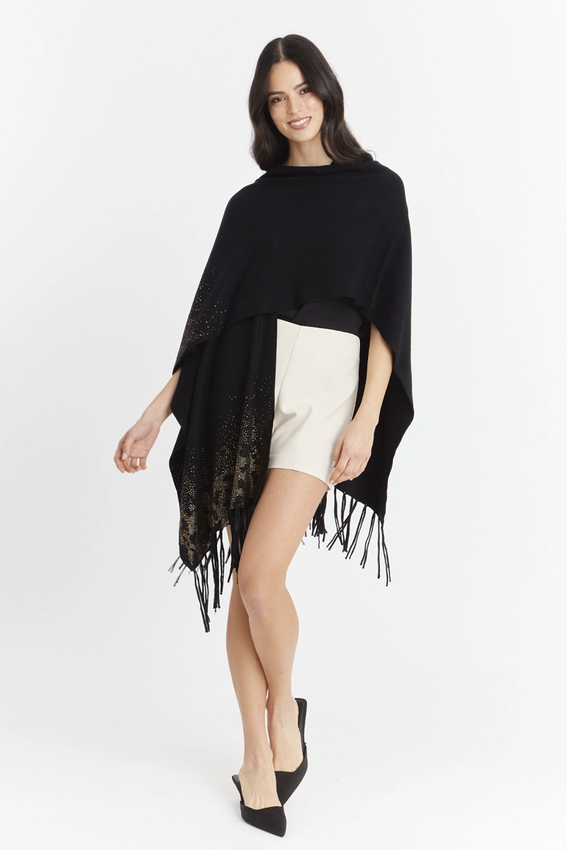 KIMONO NEGRO DETALLES FLECOS NICOPOLY - 2