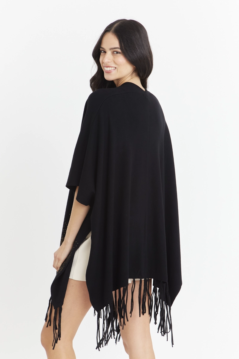 KIMONO NEGRO DETALLES FLECOS NICOPOLY - 4