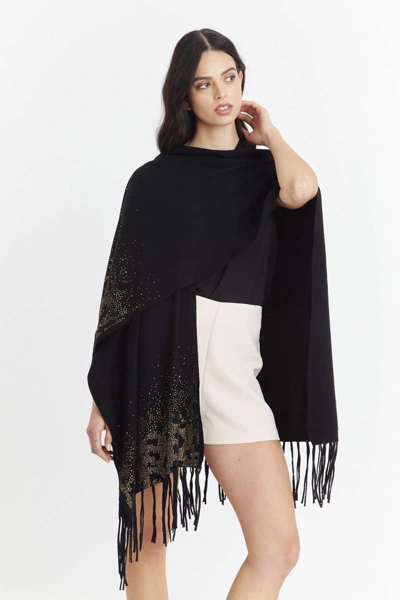 KIMONO NEGRO DETALLES FLECOS NICOPOLY - 5
