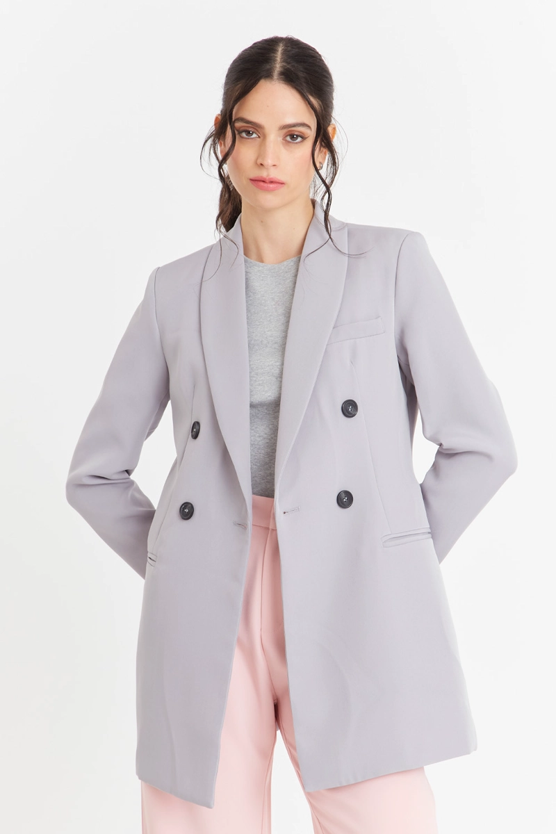BLAZER CUELLO CRUZADO GRIS NICOPOLY - 5