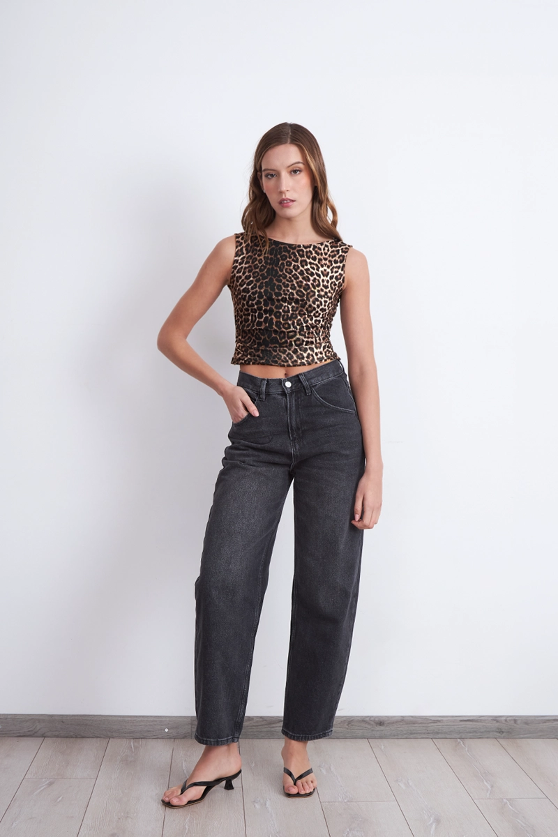 POLERA MALLA SIN MANGAS ANIMAL PRINT CAFE MUJER NICOPOLY - 2