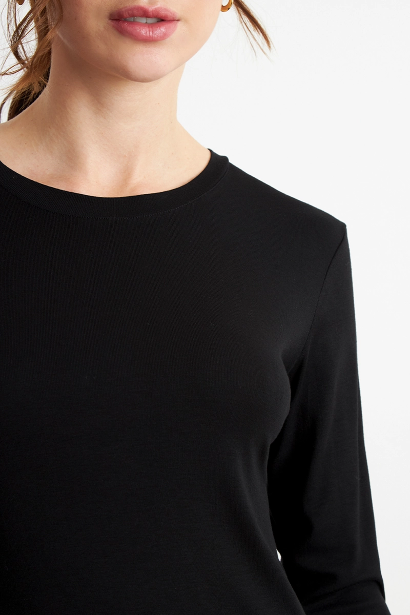 POLERA MANGA LARGA CUELLO REDONDO NEGRO MUJER NICOPOLY - 6