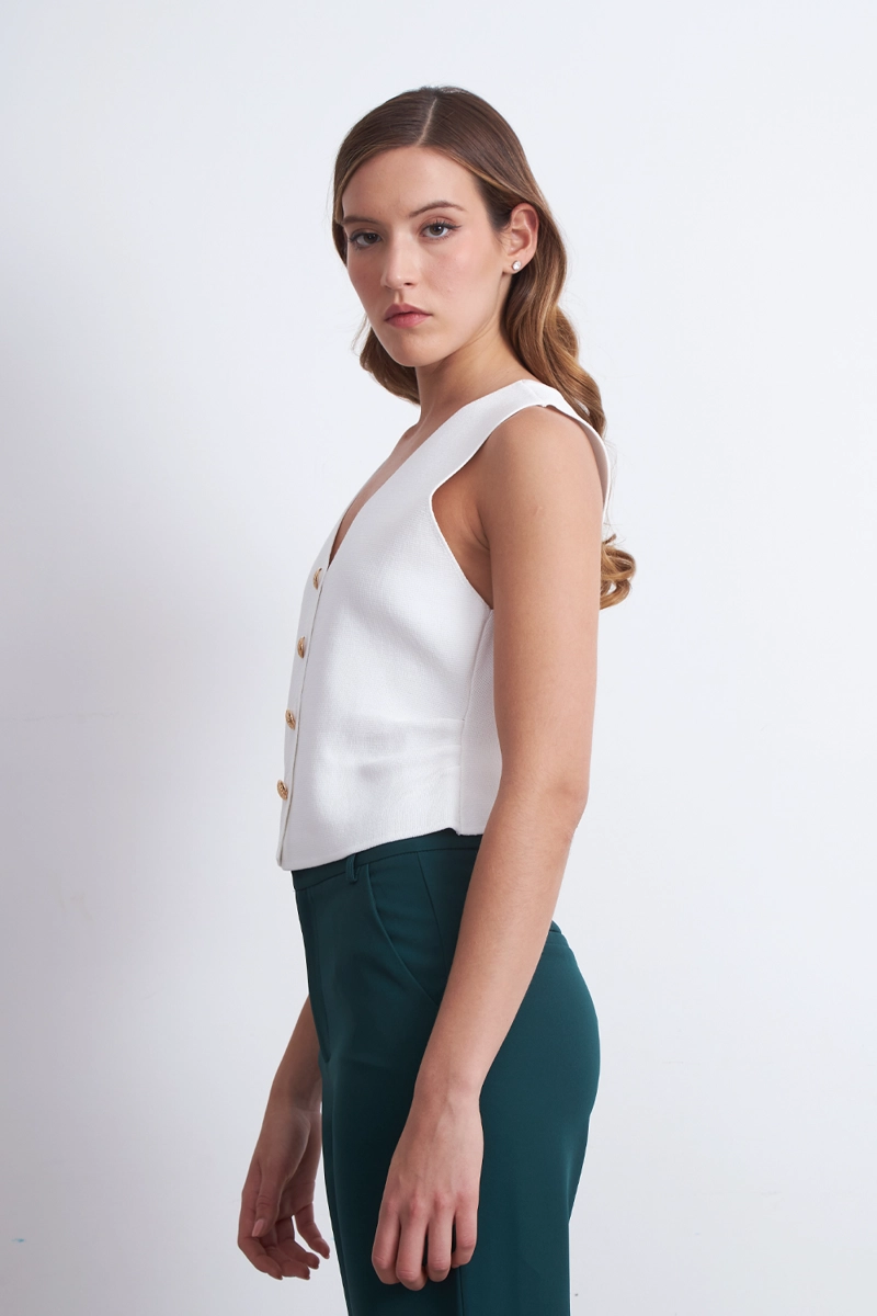 GILET CON DRAPEADO LATERAL BLANCO NICOPOLY - 3
