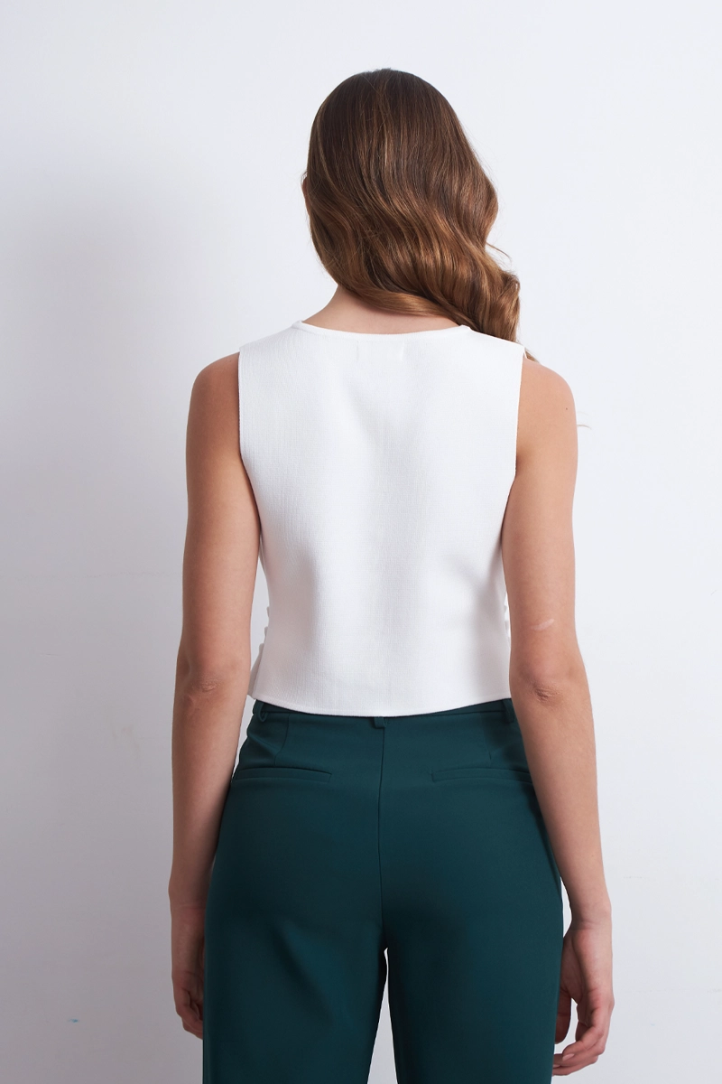 GILET CON DRAPEADO LATERAL BLANCO NICOPOLY - 4
