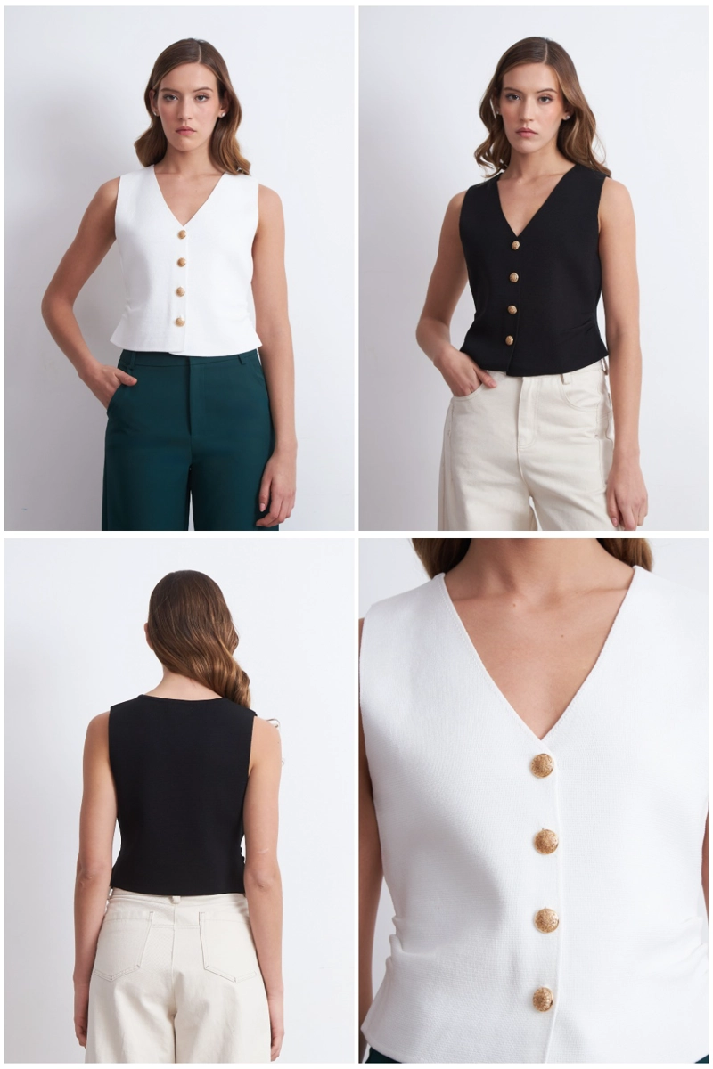 GILET CON DRAPEADO LATERAL BLANCO NICOPOLY - 7