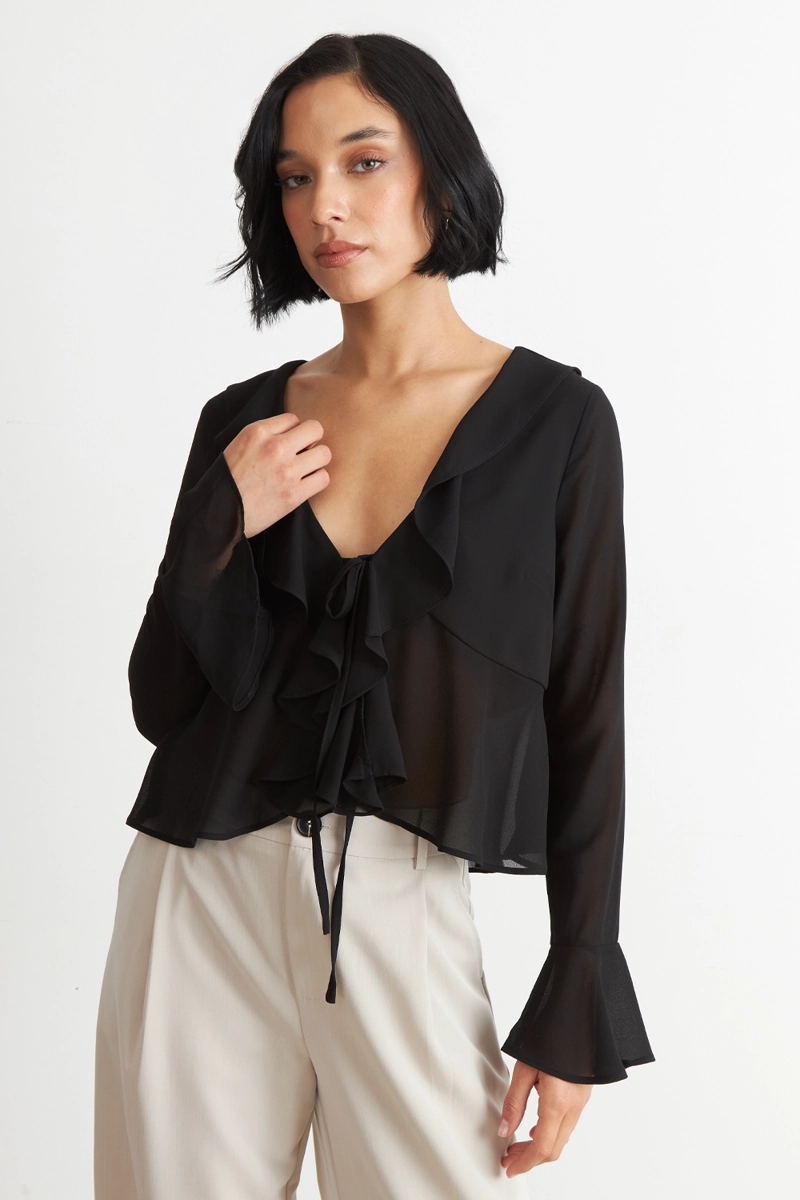 BLUSA VUELOS MANGA LARGA NEGRO NICOPOLY - 1