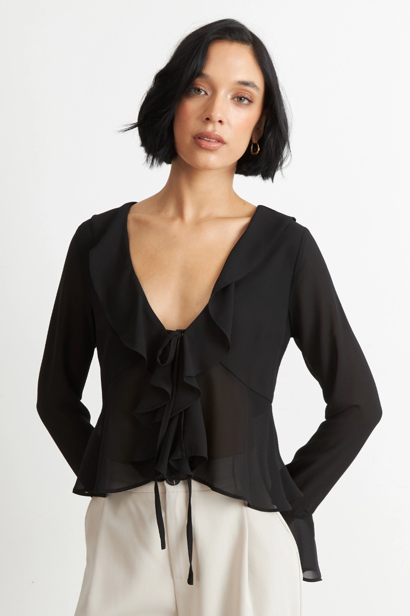 BLUSA VUELOS MANGA LARGA NEGRO NICOPOLY - 5