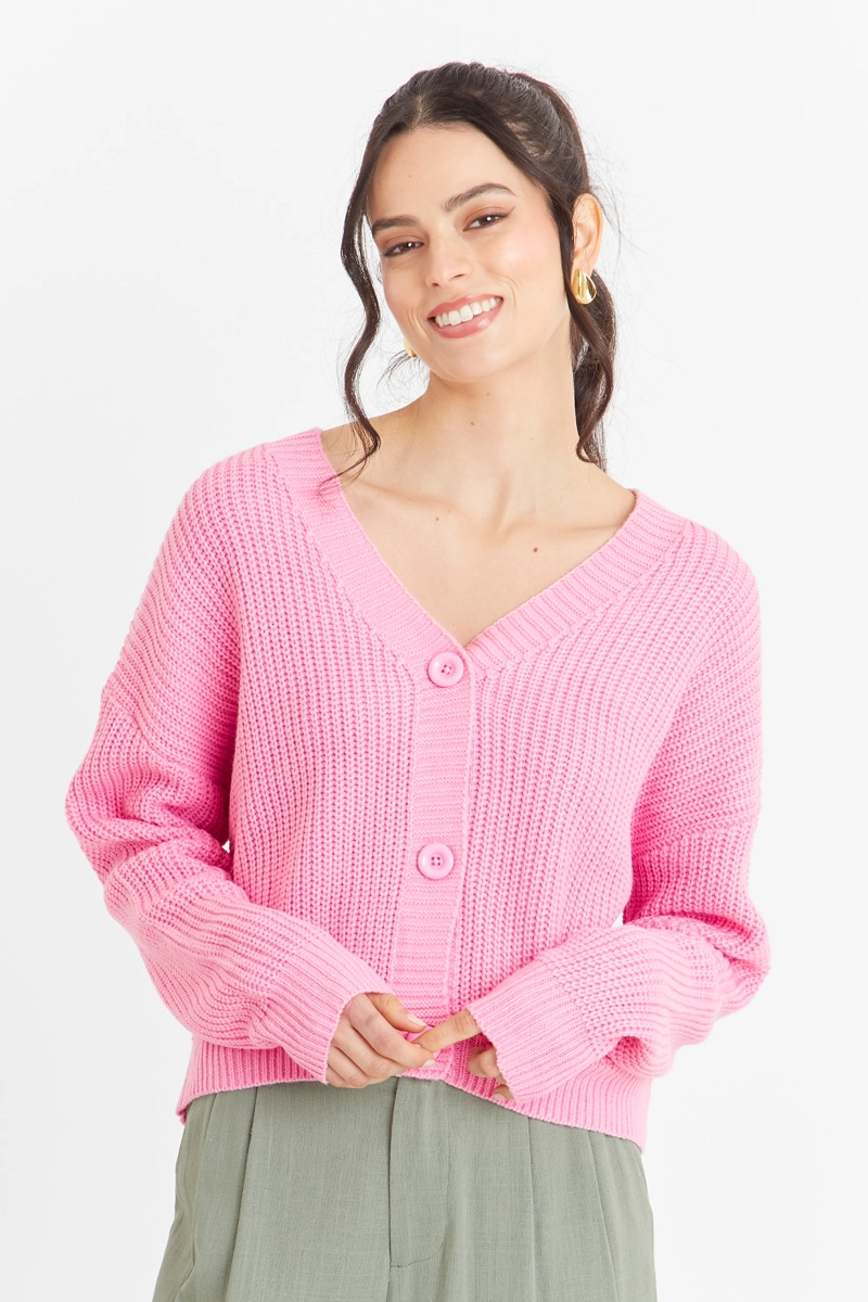 CARDIGAN BASICO ROSADO  NICOPOLY - 1