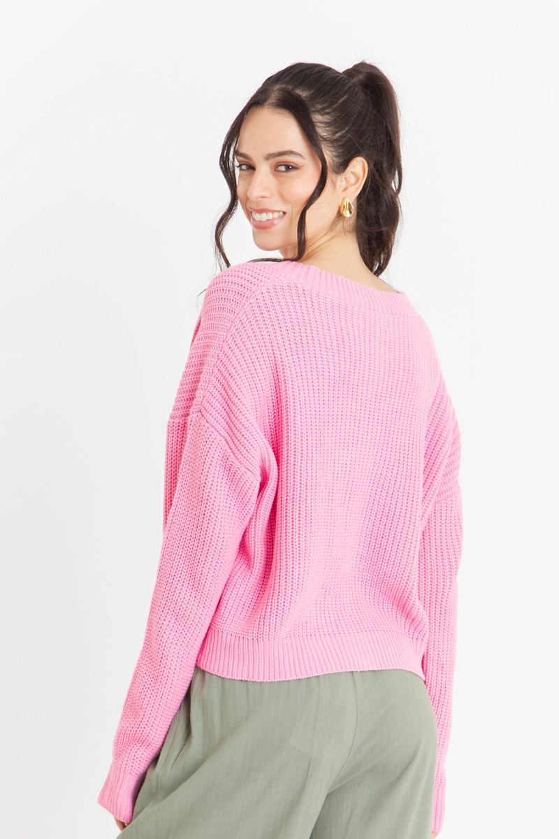 CARDIGAN BASICO ROSADO  NICOPOLY - 4