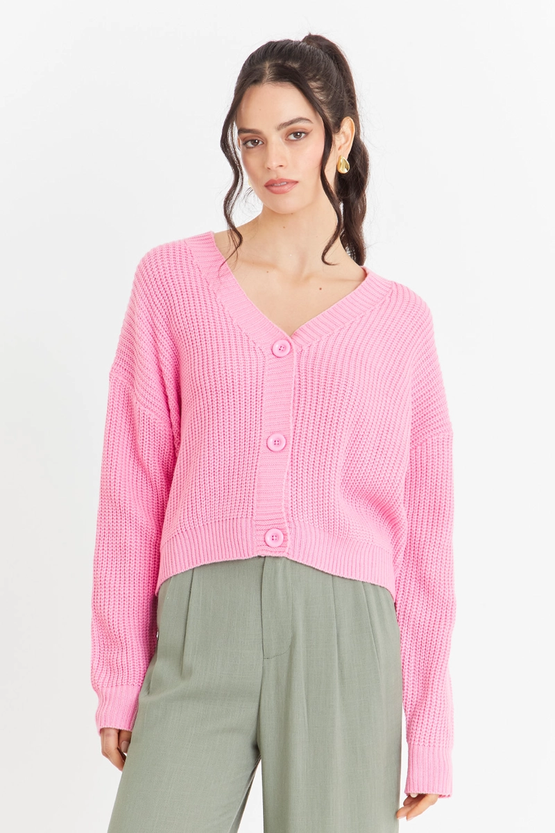 CARDIGAN BASICO ROSADO  NICOPOLY - 5