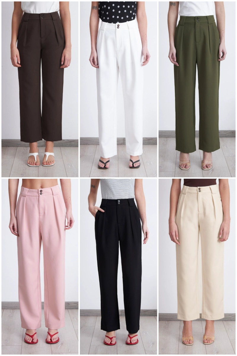 PANTALON RECTO CON PINZA MOCCA MUJER NICOPOLY - 5