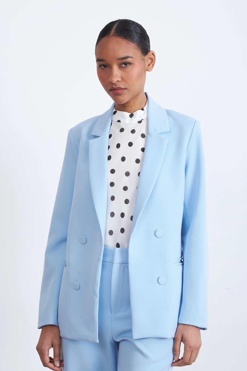 BLAZER BASICO DE TOPE CELESTE MUJER NICOPOLY - 6