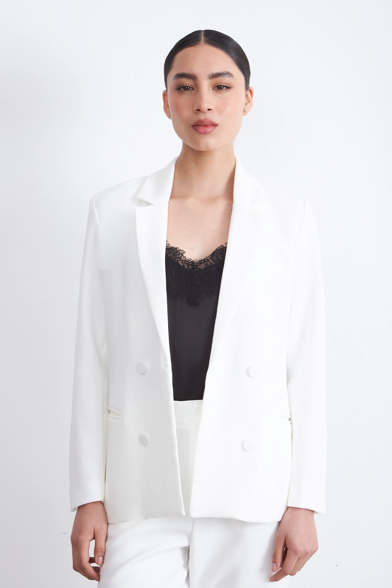 BLAZER BASICO DE TOPE BLANCO MUJER NICOPOLY - 1