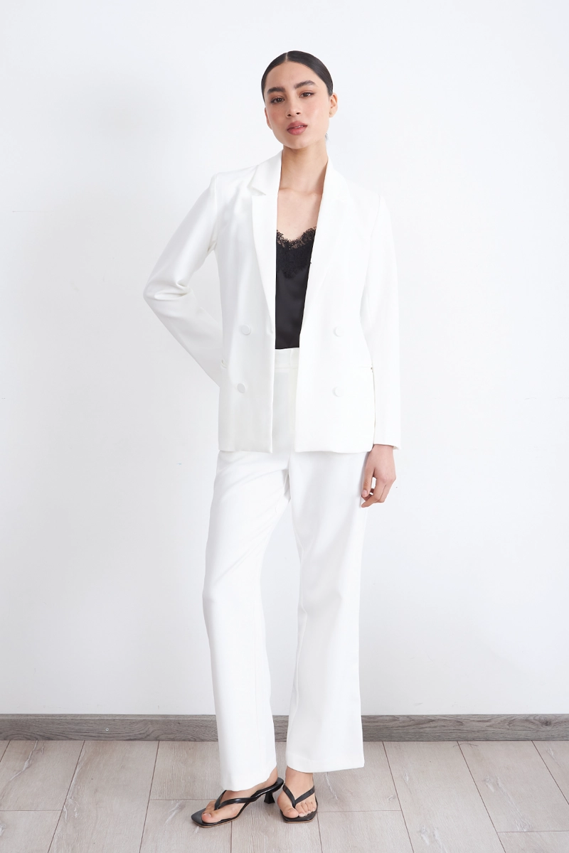 BLAZER BASICO DE TOPE BLANCO MUJER NICOPOLY - 2