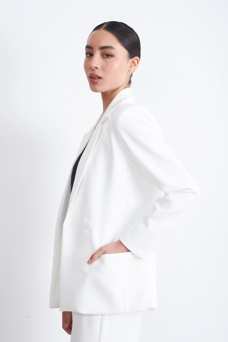BLAZER BASICO DE TOPE BLANCO MUJER NICOPOLY - 3